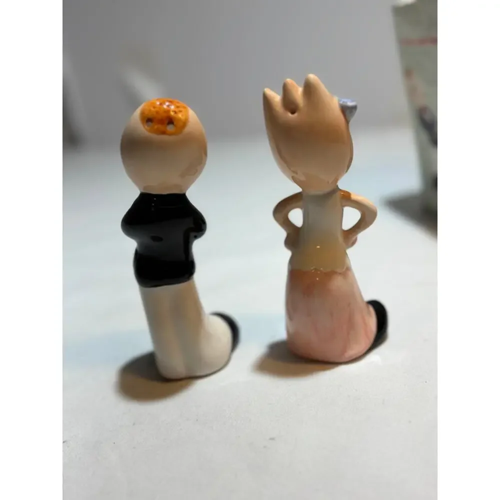 Vintage Ceramic Fork and Spoon Figurines Salt And Pepper Shakers
